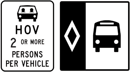 HOV and Bus Lane Signs
