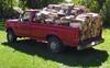 firewood in pickup truck