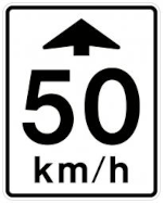 50 kmh ahead sign