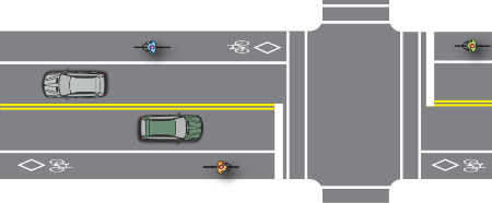 image of bike lane at an intersection
