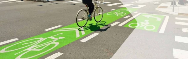 image of green bicycle lanes