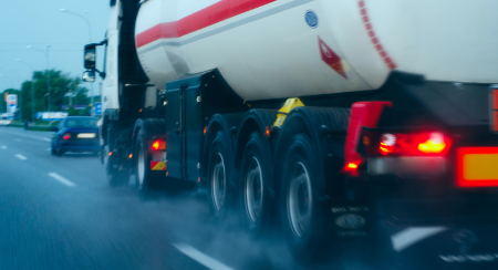 Commercial transport braking behind car