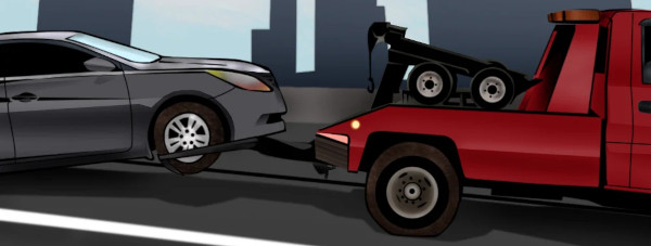 image of prohibited drivers car impounded by tow truck
