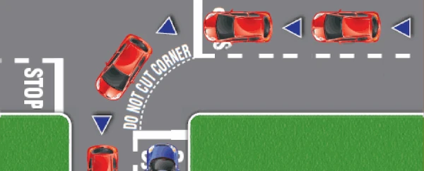 image of path turning left at intersection