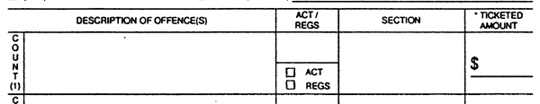 image of traffic ticket offence description blank