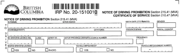 immediate roadside prohibition form header image