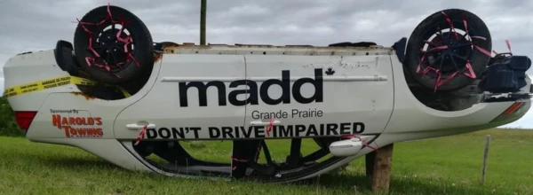 image of crashed car impaired driving campaign