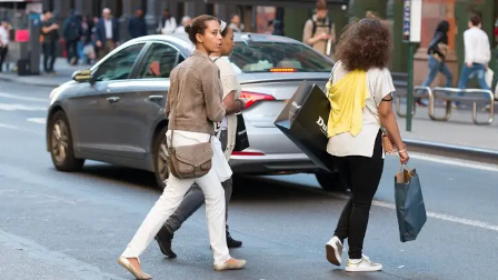 image of women jaywalking