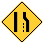 lane ending road sign