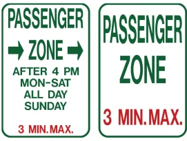 images of passenger zone signs used by the City of Victoria
