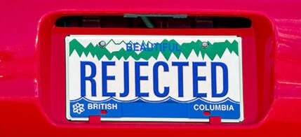 image illustrating rejected personalized bc licence plates