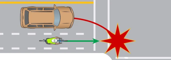 image of a right hook crash