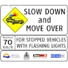 image of slow down move over sign
