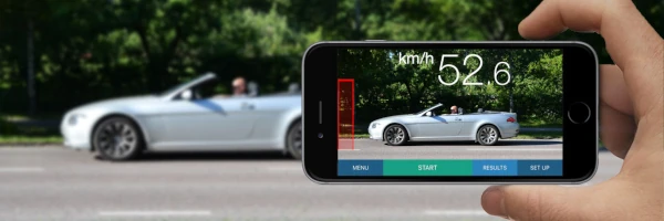 image of speed measuring app being used