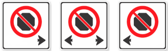 No stopping zone boundary signs