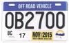 Off Road Vehicle Licence Plate