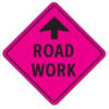 Pink Road Work Ahead Sign