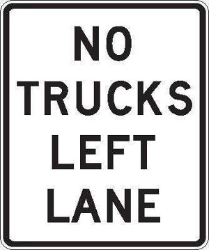 No Trucks Left Lane
