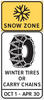 Snow Zone Winter Tire Sign