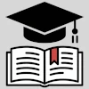 mortar board and book icon indicating a post secondary student