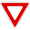 red and white triangular yield traffic sign